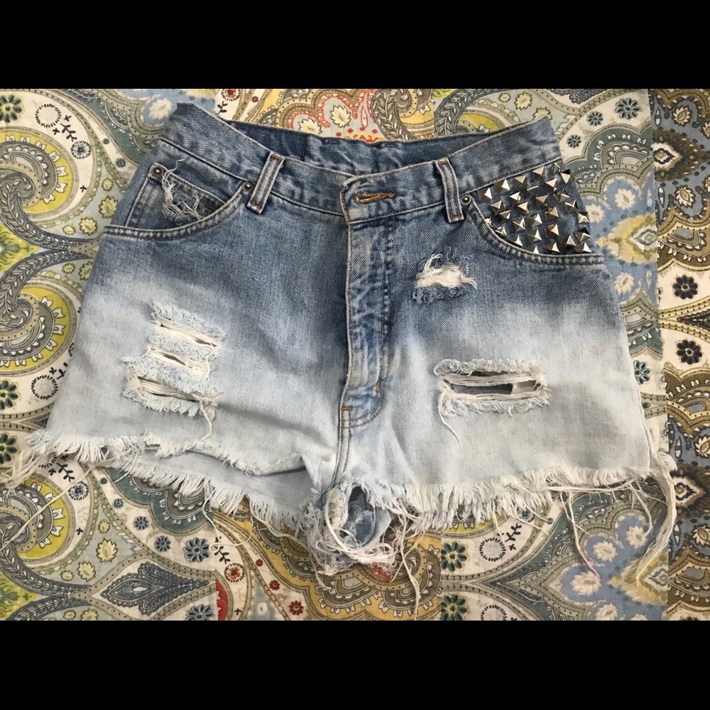 High waisted studded shorts